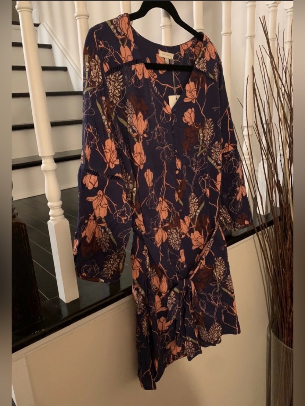 Skies Are Blue Navy Floral Tie-Waist Romper